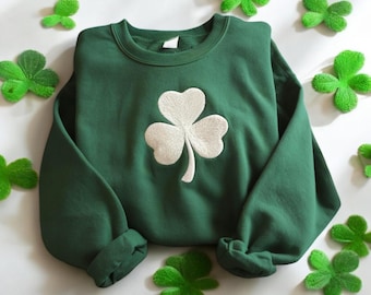 Embroidered Lucky Gnomes Sweatshirt, St Patricks Day Holiday Hoodie, Shamrock Heart Apparel, Irish Celebration Shirt