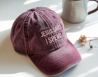 Jesus Saves I Spend Leopard Vintage Hat / Vintage Trucker  display picture 1