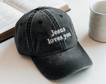 Embroidered Jesus Loves You Hat, Christian Faith, Bible Verse Cap