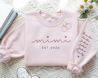 Embroidered Mimi Sweatshirt, Custom Grandma Crewneck, Mother's Day Gift