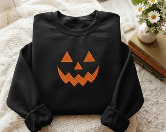 Jack O Lantern Pumpkin Embroidered Sweatshirt | Vintage | Dat shirt| Halloween Gifts | Skatewear shirt