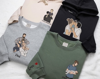 Bluza z haftowanym zdjęciem, spersonalizowany portret taty z kapturem