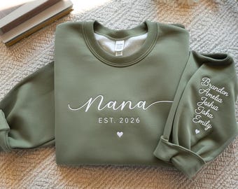 Embroidered Nana Sweatshirt, Personalized Grandparent Gift