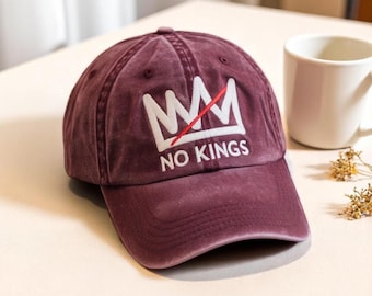 Embroidered NO KINGS Cotton Hat, Anti Authoritarian