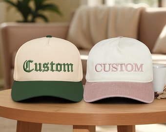 Custom Text Embroidered Cotton Baseball Hat, Personalized Gift