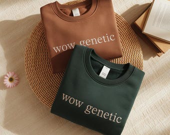 Embroidered Wow Genetic Sweatshirt, Hockey Romance Fan Gift, Christmas Movie Apparel