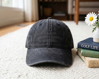 Embroidered Booktrovert Washed Hat: Book Lover Cap, Librarian Gift