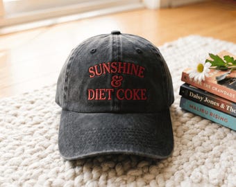 Sunshine & Diet Coke Embroidered Hat, Funny Summer Dad Cap, Trendy Coastal Baseball Cap, Poolside Vacation Hat, Aesthetic Beach Girl Gift