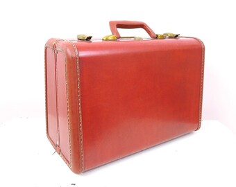 Vintage Brown Suitcase | Vintage Samsonite Travel Train Case Suitcase Overnight Case | 1950s Luggage Props