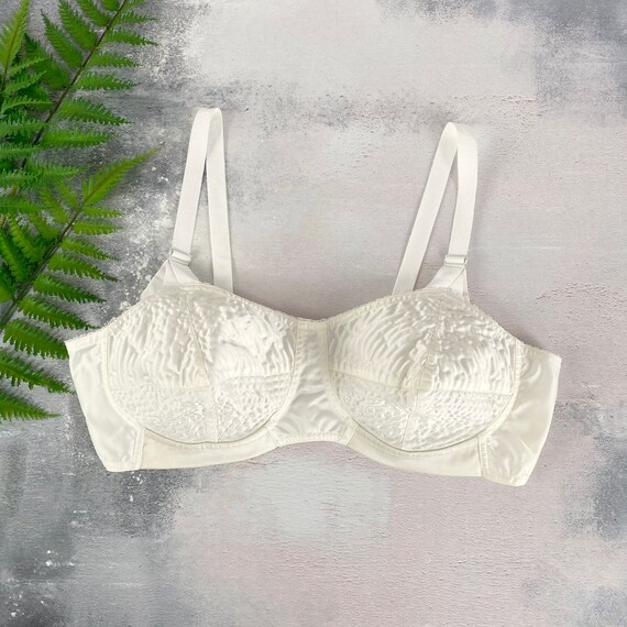 1950s Ivory Satin Bullet Bra NWOT 34B
