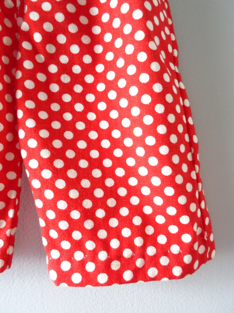 Vintage Baby Clothing 0 to 3 mos Deadstock 1960s Red White Polka Dot Overalls