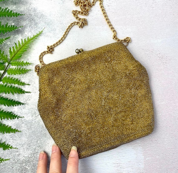 1950s Gold Beaded Evening Bag