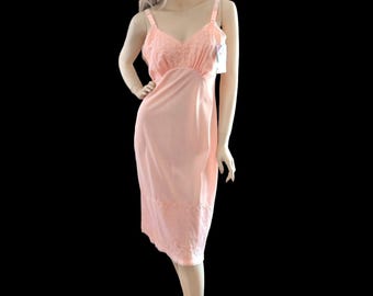 Vtg 50s Pale Orange Slip Dress NWT M Rococo Poetcore Italian Summer Bridal