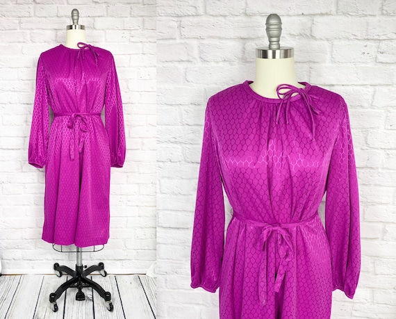 Vintage 70s Fuchsia Dress 2X