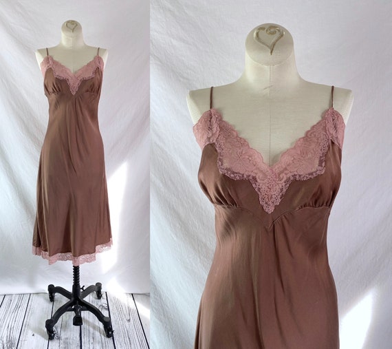 Victoria's Secret Silk Charmeuse Brown Slip Dress