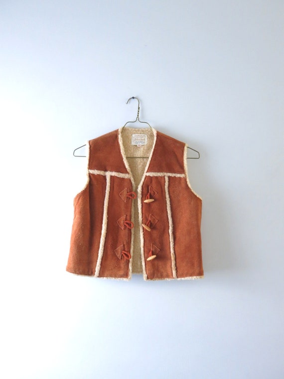 Vintage 70s Suede Vest M | 1970s Brown Suede Cowhi