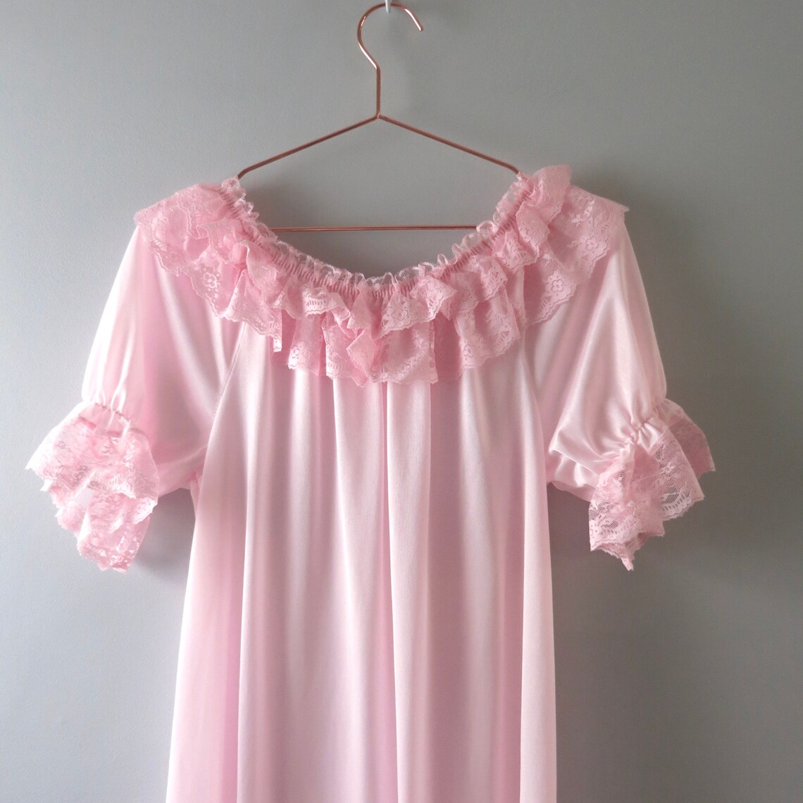 Vintage Pink Lace Ruffle Nightie M | Etsy