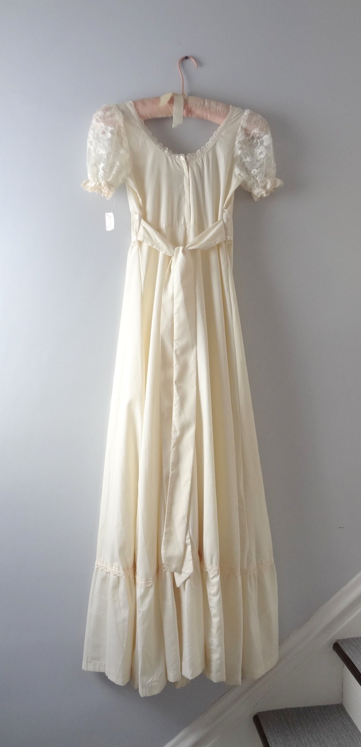 1970s Ivory Lace Maxi Dress S Deadstock | Etsy