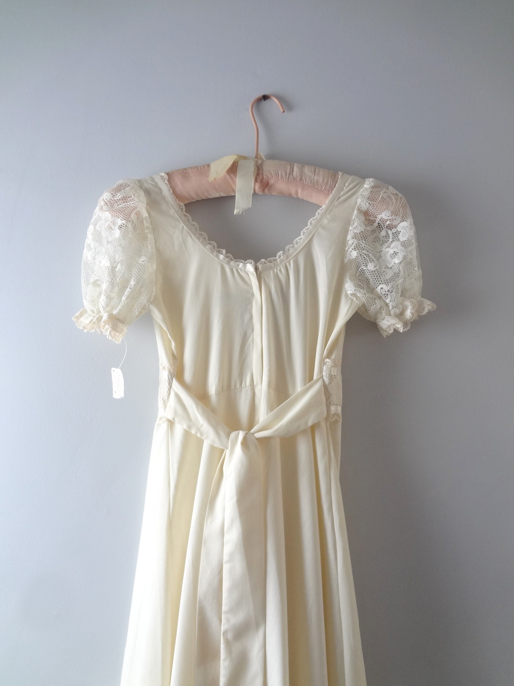 1970s Ivory Lace Maxi Dress S Deadstock | Etsy