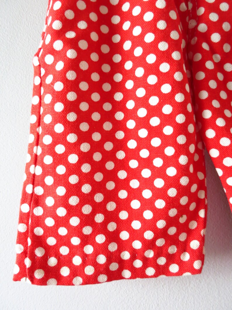 Vintage Baby Clothing 0 to 3 mos Deadstock 1960s Red White Polka Dot Overalls