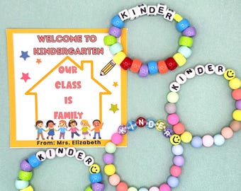 Our Class is a Family Bracelet First Day of School Kindergarten Bracelet Back to School Kindergarten Bracelet Pony Round Bead Bracelet Gifts