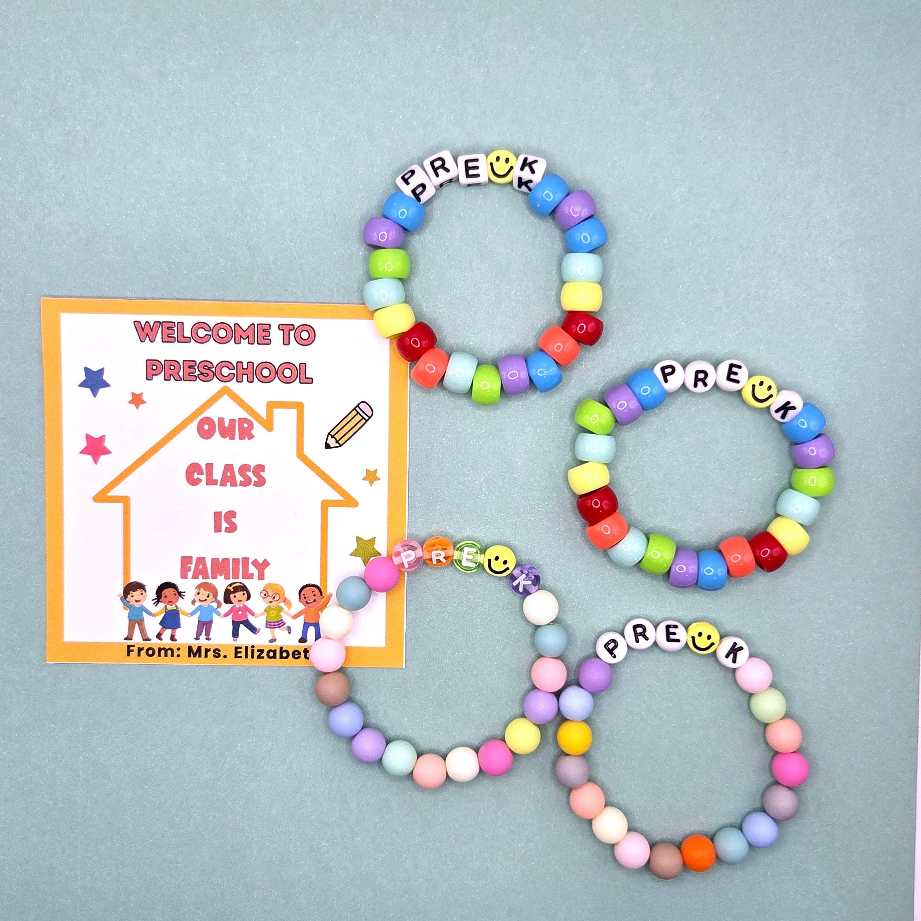 Our Class is a Family Bracelet First Day of School Preschool Bracelet, Back to School Preschool Bracelet, Pony and Round Bead Bracelet Gifts