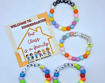 Our Class is a Family Bracelet First Day of School Kindergarten Bracelet Back to School Kindergarten Bracelet Pony Round Bead Bracelet Gifts