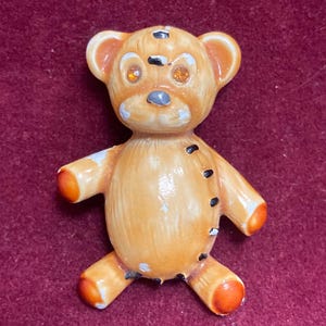 Vintage JJ Teddy Bear Enameled Brooch Pin