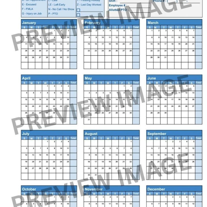 2026 Attendance Calendar - Etsy