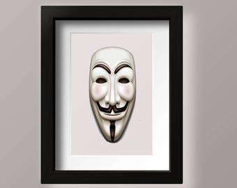 Guy Fawkes Mask - Vendetta resistance bonfire night guy fawkes day fireworks pdf cross stitch pattern - INSTANT DOWNLOAD