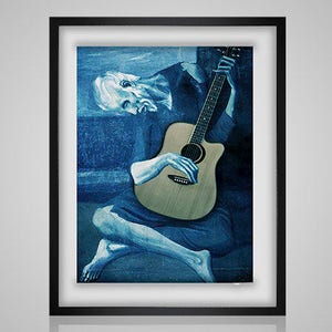 The Old Guitarist  pdf crossstitch tutorial Pablo Picasso blue period fullx coverage  modern crossstitch  x stitch  INSTANT DOWNLOAD