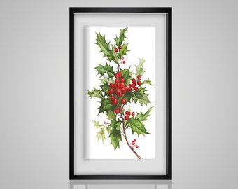 Cross Stitch Pattern Vintage Holly Branch  pdf crossstitch tutorial Christmas modern crossstitch chart embroidery x stitch  INSTANT DOWNLOAD