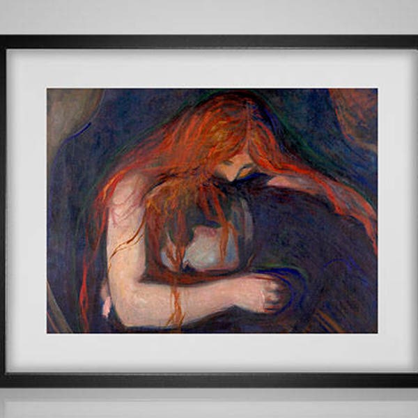 Cross Stitch Pattern The Vampire by Edvard Munch German Expressionism modern art creepy pdf counted crossstitch  embroidery INSTANT DOWNLOAD