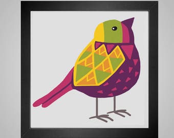 Spring Bird  pdf crossstitch tutorial colorful geometric paterned bird robin bright nursery modern crossstitch  x stitch  INSTANT DOWNLOAD