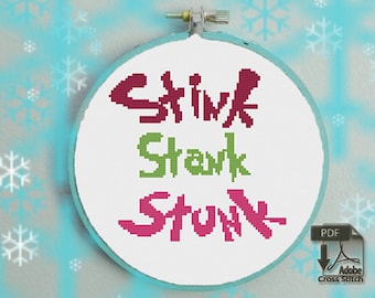 Stink Stank Stunk - grinch saying christimas classic funny subversive modern needlework  pdf cross stitch pattern  - INSTANT DOWNLOAD