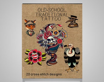 Old School Tattoo Book - 20 cross stitch patterns - PDF crossstitch pattern - INSTANT DOWNLOAD