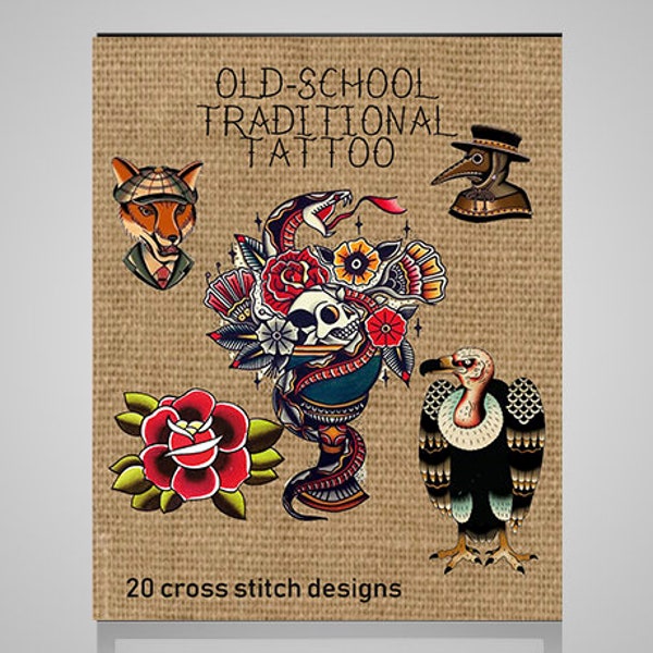 Old School Tattoo Book - 20 cross stitch patterns - PDF crossstitch pattern - INSTANT DOWNLOAD