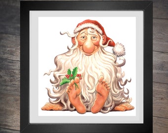 Cross Stitch Pattern Happy Hippy Santa - Christmas holidays big beard funny elf   pdf counted crossstitch  embroidery INSTANT DOWNLOAD