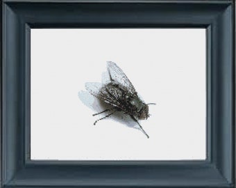 Close up Fly  - PDF cross stitch pattern - INSTANT DOWNLOAD