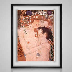 母と子の小さいバージョン - グスタフ・クリムトのクロスステッチパターン - 象徴主義アールヌーボーの即時 PDF ダウンロード