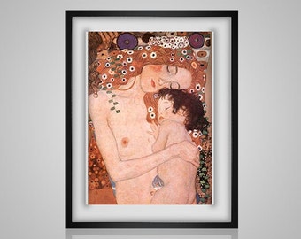 Mother and child small version - Gustav Klimt cross stitch pattern - Symbolist art nouveau instant PDF download