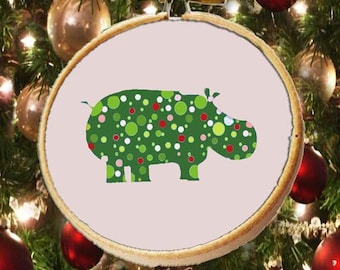 I want a hippopotamus for christmas - hippo silhouette xmas christmas hoopla modern cross stitch  - pdf chart pattern -  -INSTANT DOWNLOAD