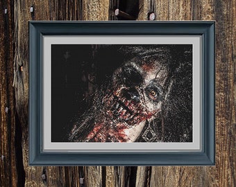 Female Zombie - Super Gore Version - PDF cross stitch pattern - INSTANT DOWNLOAD