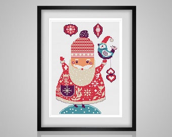 Cross Stitch Pattern Scandavian Santa  pdf crossstitch tutorial Christmas modern crossstitch chart embroidery x stitch  INSTANT DOWNLOAD