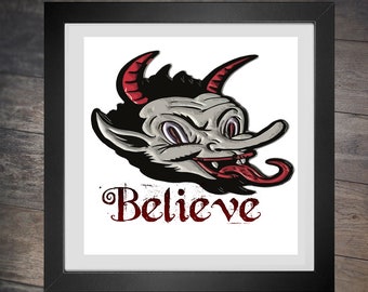 Cross Stitch Pattern Krampus Believe show your devotion this christmas silly holiday pdf counted crossstitch  embroidery INSTANT DOWNLOAD