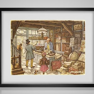 Cross Stitch Pattern The Bookshop Anton Pieck  pdf crossstitch tutorial vintage art  modern crossstitch  x stitch  INSTANT DOWNLOAD