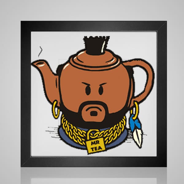 Mr tea - I pitty the brew -  silly teapot - Downloadable PDF cross stitch file -cartoon tea funny  brown gold teapot INSTANT DOWNLOAD