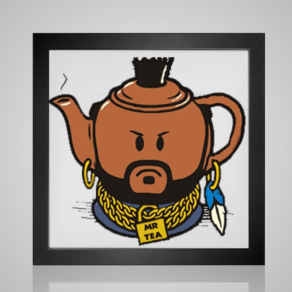 Herr Tee - I schade das Gebräu - alberne Teekanne - Herunterladbare PDF-Kreuzstichdatei -Cartoon Tee lustige braune goldene Teekanne INSTANT DOWNLOAD