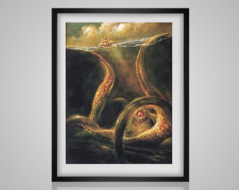 Cross Stitch Pattern Kraken attack image pdf crossstitch tutorial octopus squid maritine modern crossstitch x stitch INSTANT DOWNLOAD