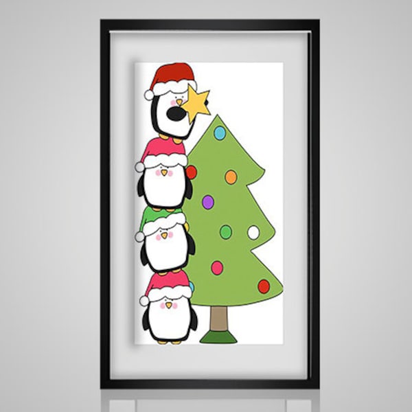 Ponto cruz padrão pinguim árvore aparadores pdf tutorial de ponto cruz natal moderno ponto cruz bordado x ponto download instantâneo